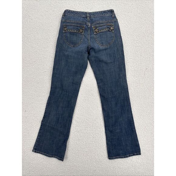 Michael Kors Jeans Women Size 4 Blue Bootcut Pocket Flaps Rivets Low Rise - Picture 6 of 12